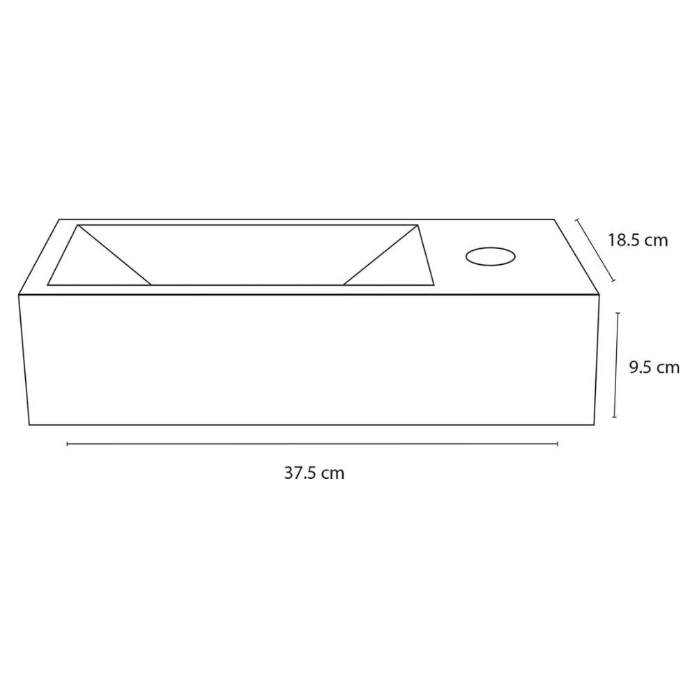 Differnz Helios Fonteinset - Kraan Rechts - Wasbak Keramiek - Wit - Rechte Kraan - Mat Zwart - Standaard Greep - 37.5 X 18.5 X 9.5 Cm