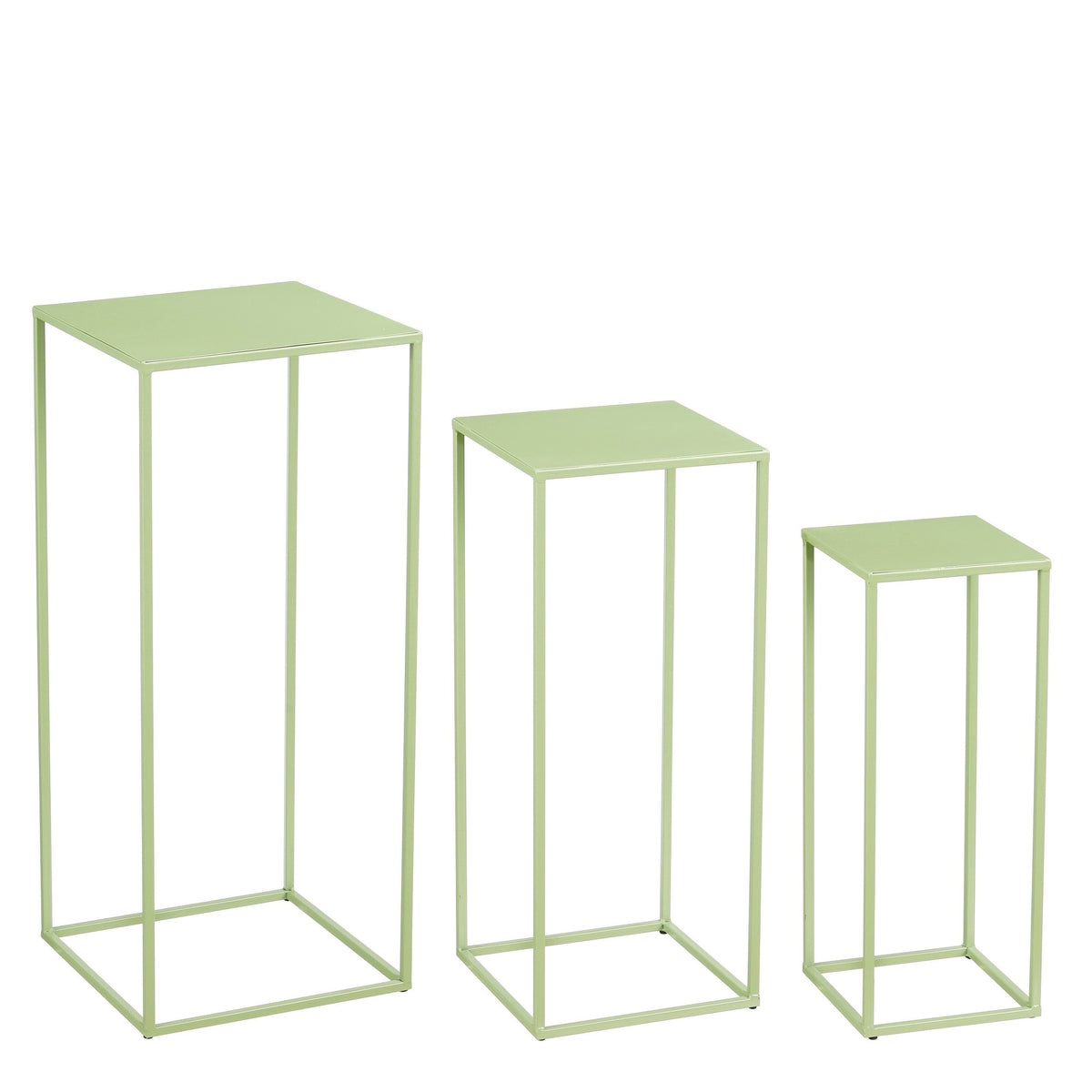 Quinty Side Table - Set Of 3 - L30 X W30 X H70 Cm - Iron - Light Green