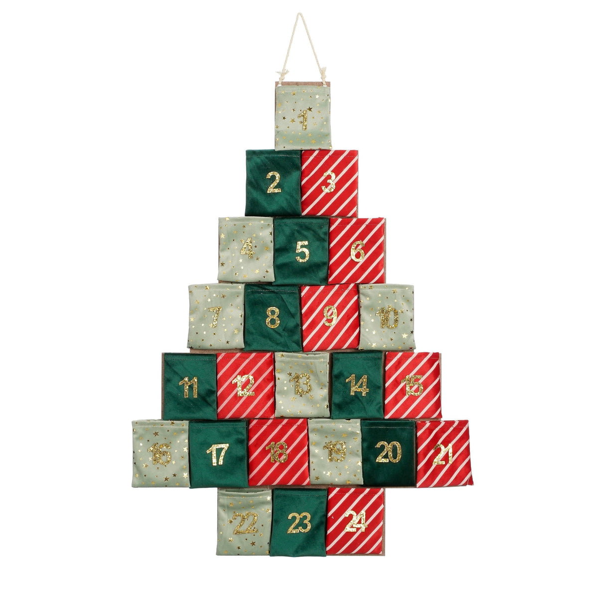 Advent Calendar - L72 X W1 X H51 Cm - Felt - Green, Red
