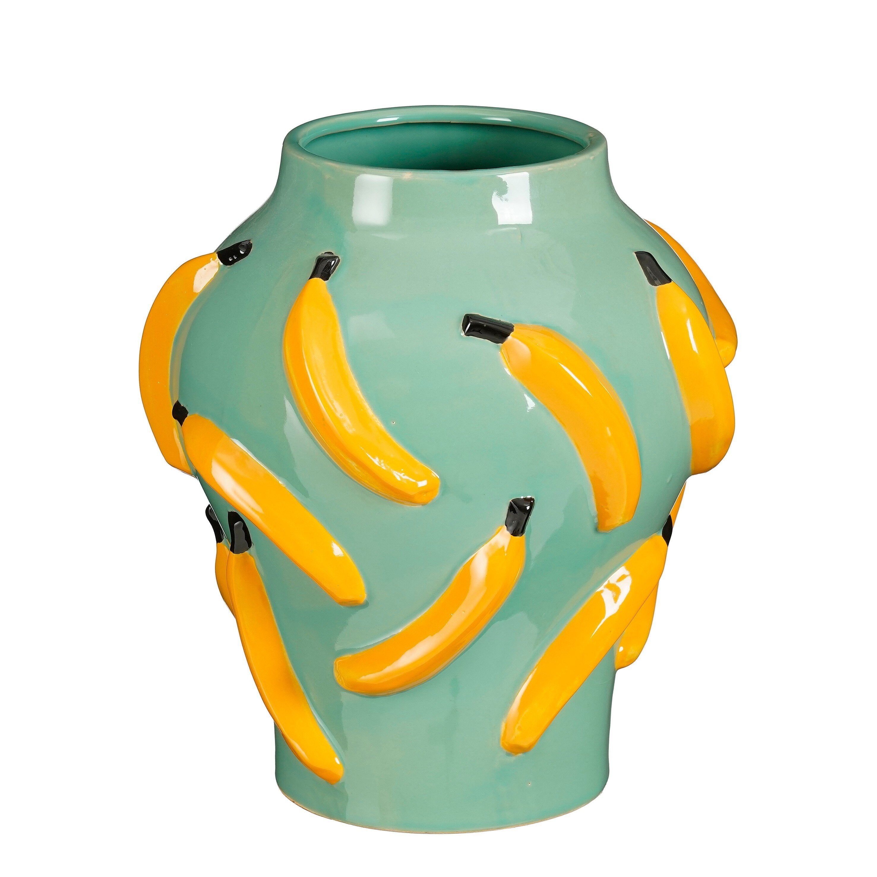 Moza Vase - H30 X Ø27 Cm - Ceramic - Green, Yellow