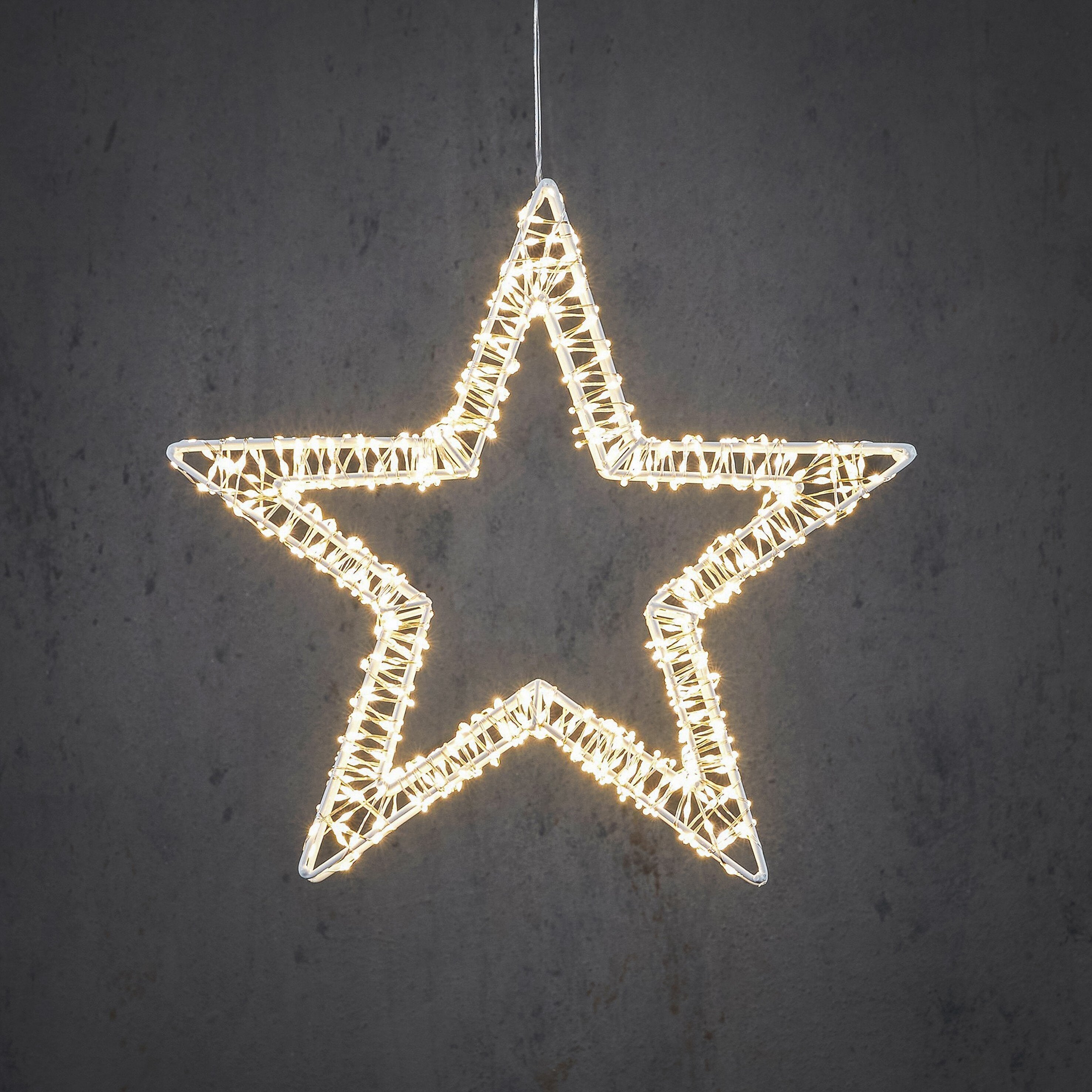 Hanging Star With Warm White Led Lighting - Ø36 Cm - Metal - White