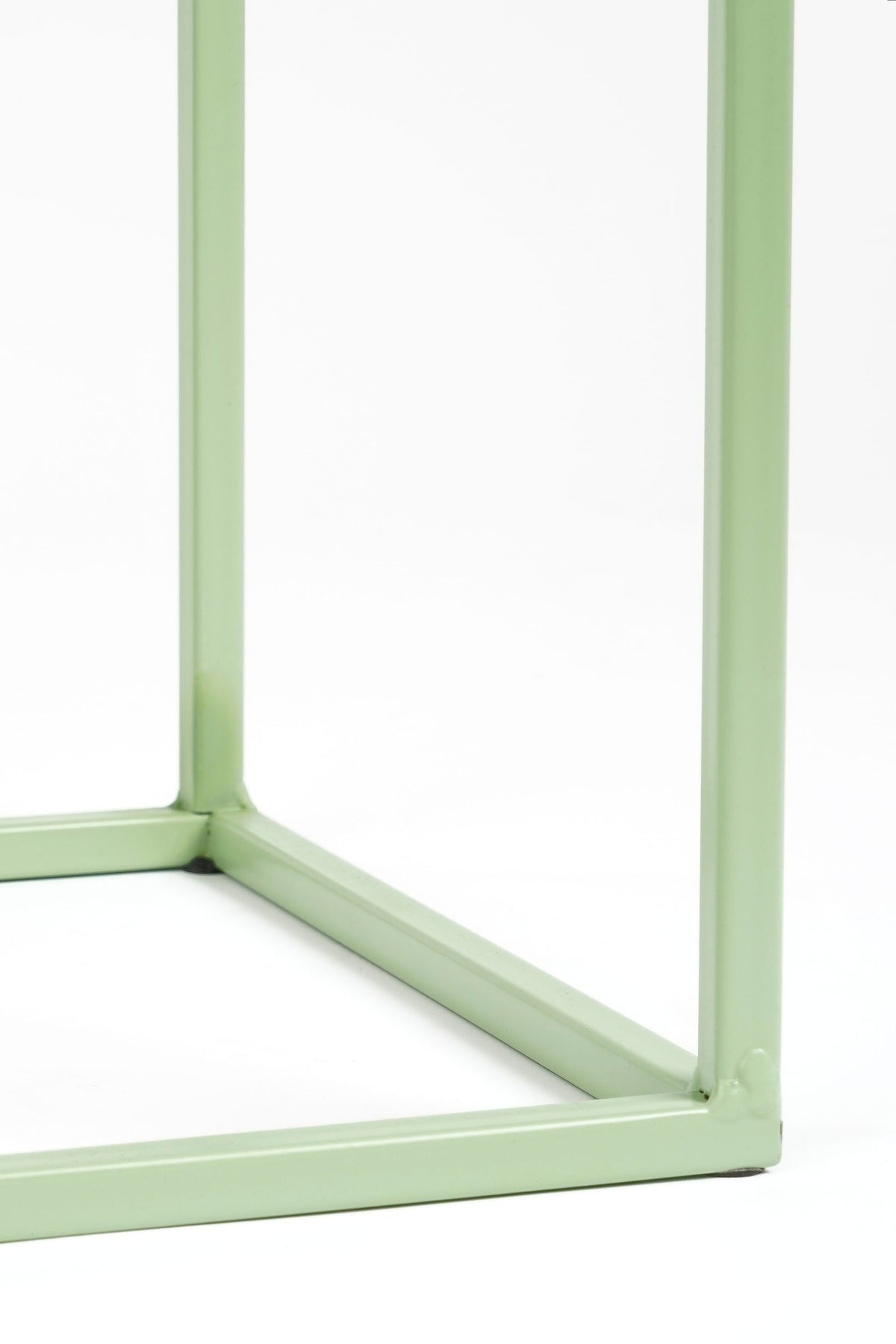 Quinty Side Table - Set Of 3 - L30 X W30 X H70 Cm - Iron - Light Green
