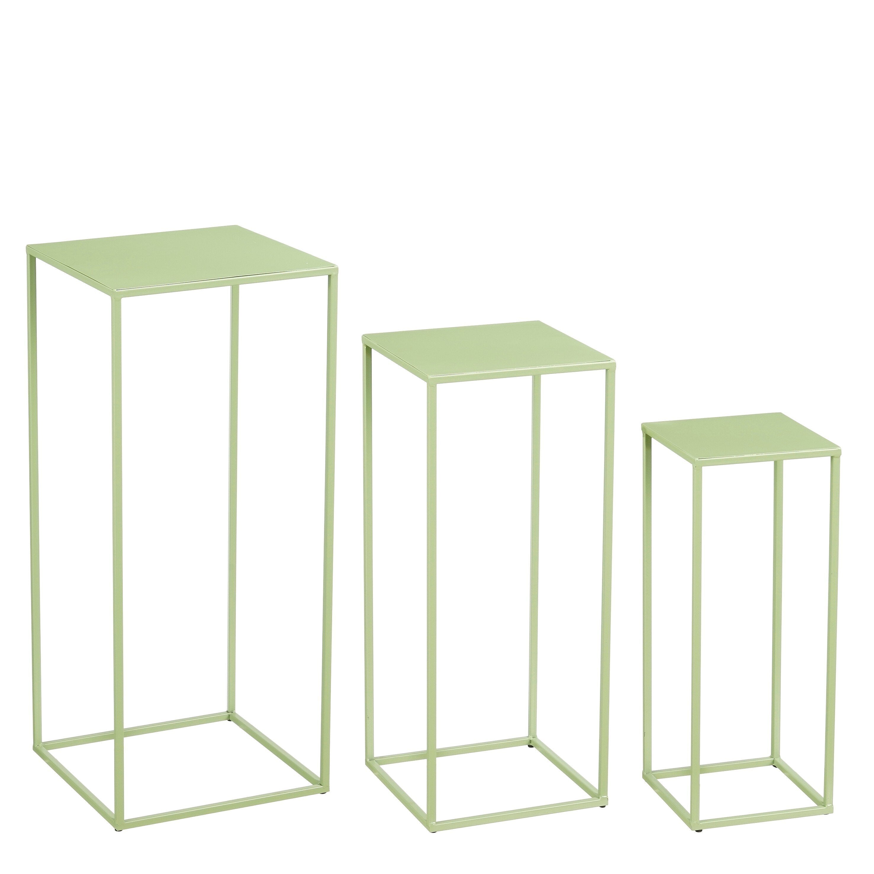 Quinty Side Table - Set Of 3 - L30 X W30 X H70 Cm - Iron - Light Green