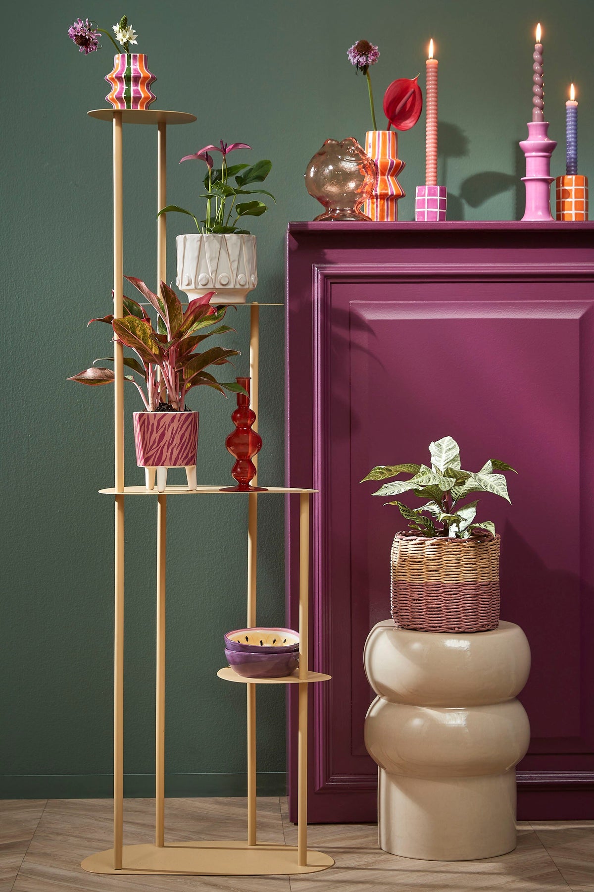 Fonda Plant Stand L. Yellow - L47,5Xw27Xh140Cm