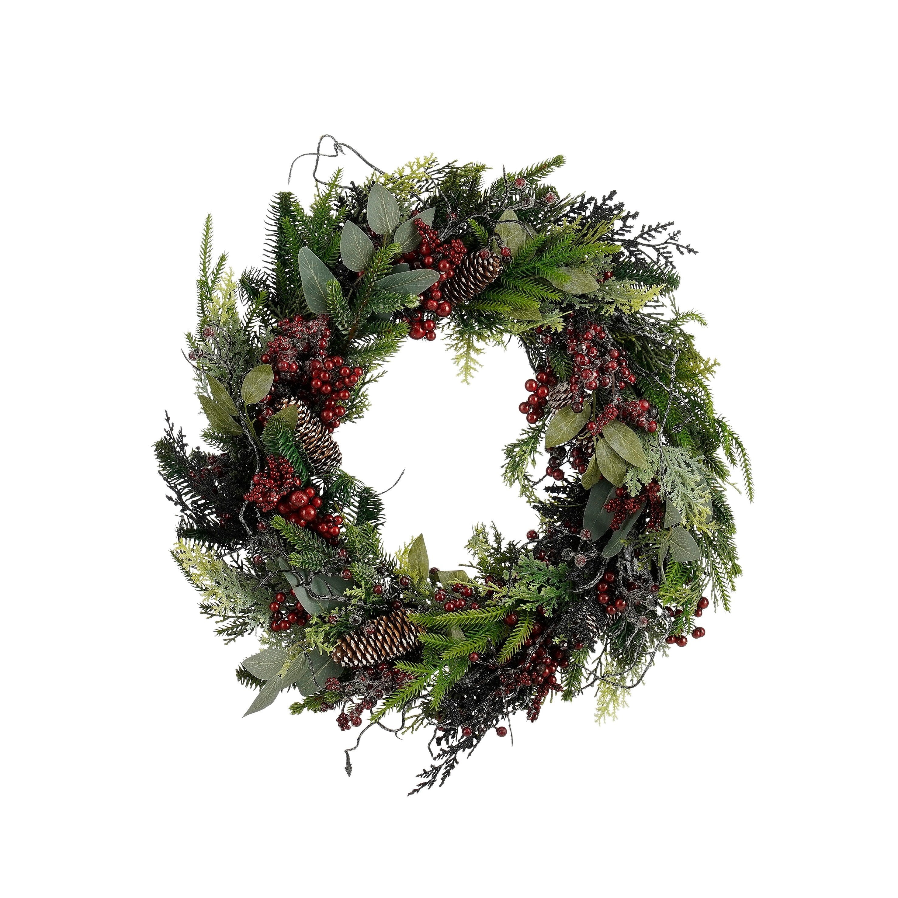 Bodi Christmas Wreath With Pinecones - H13 X Ø50 Cm - Bordeaux