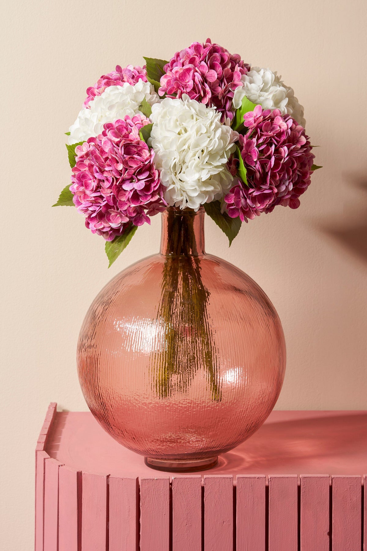 Firenza Bottle Recycled Glass L. Pink - H42Xd34Cm