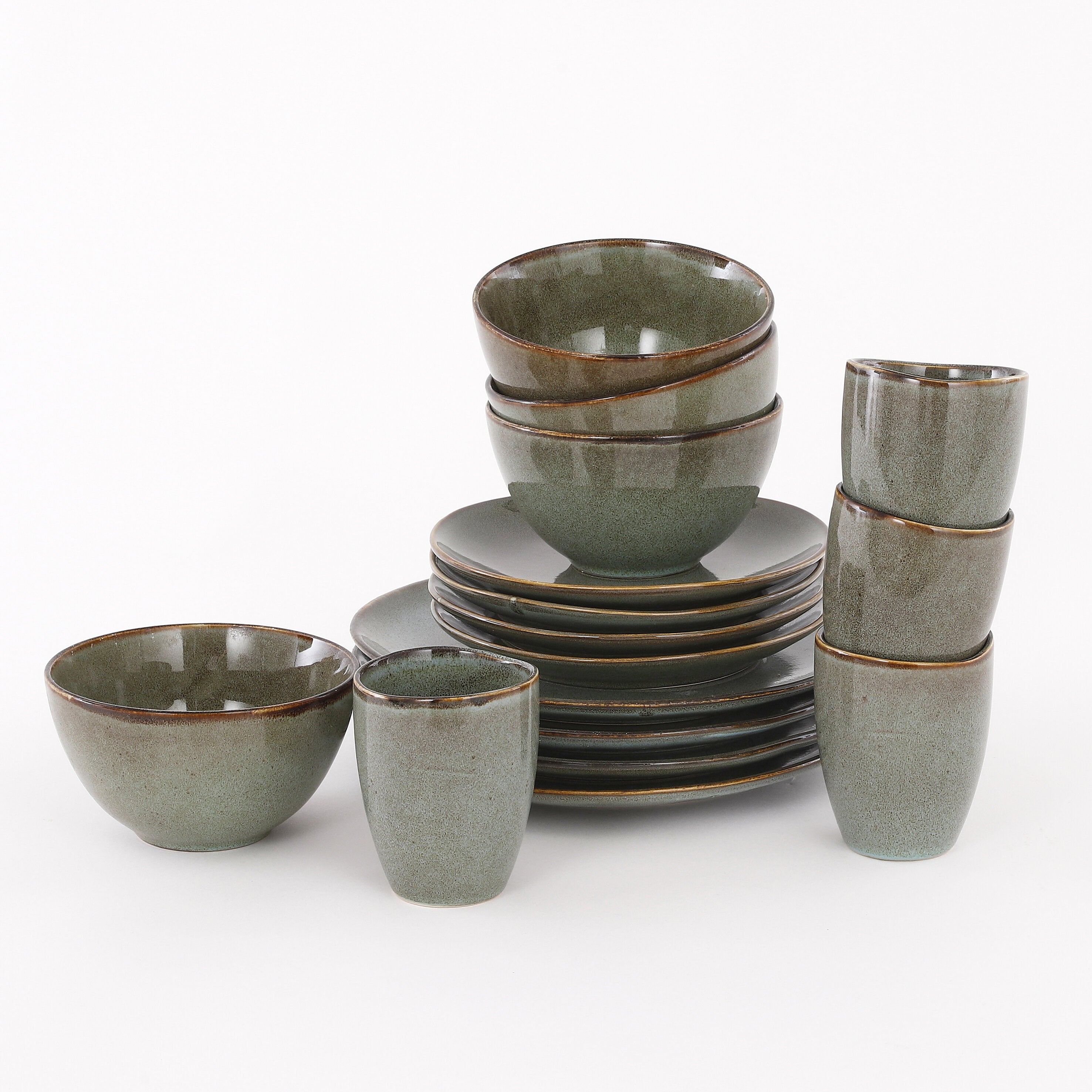 Tabo Dinnerware Set Green 16 Pieces