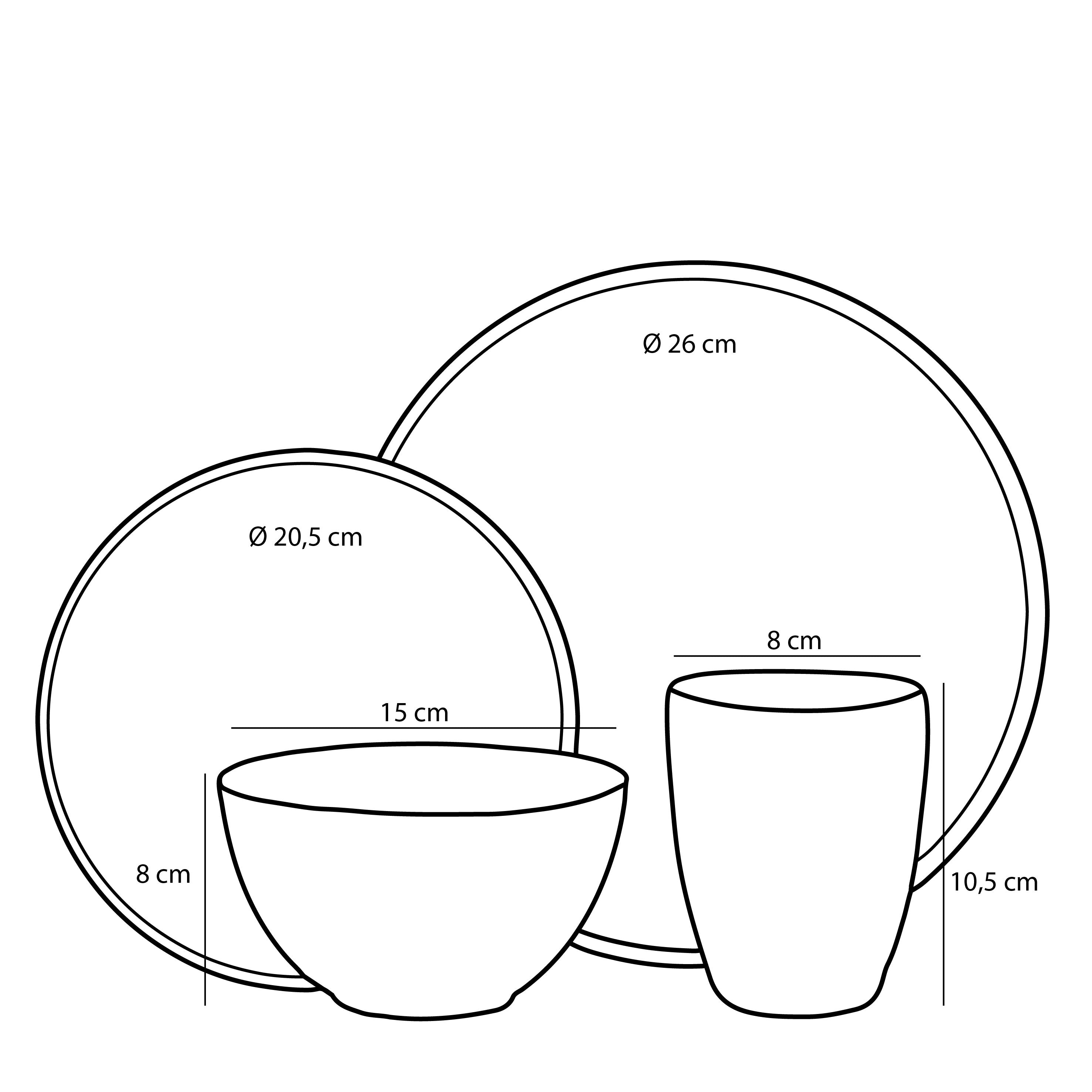 Tabo Dinnerware Set Grey 16 Pieces