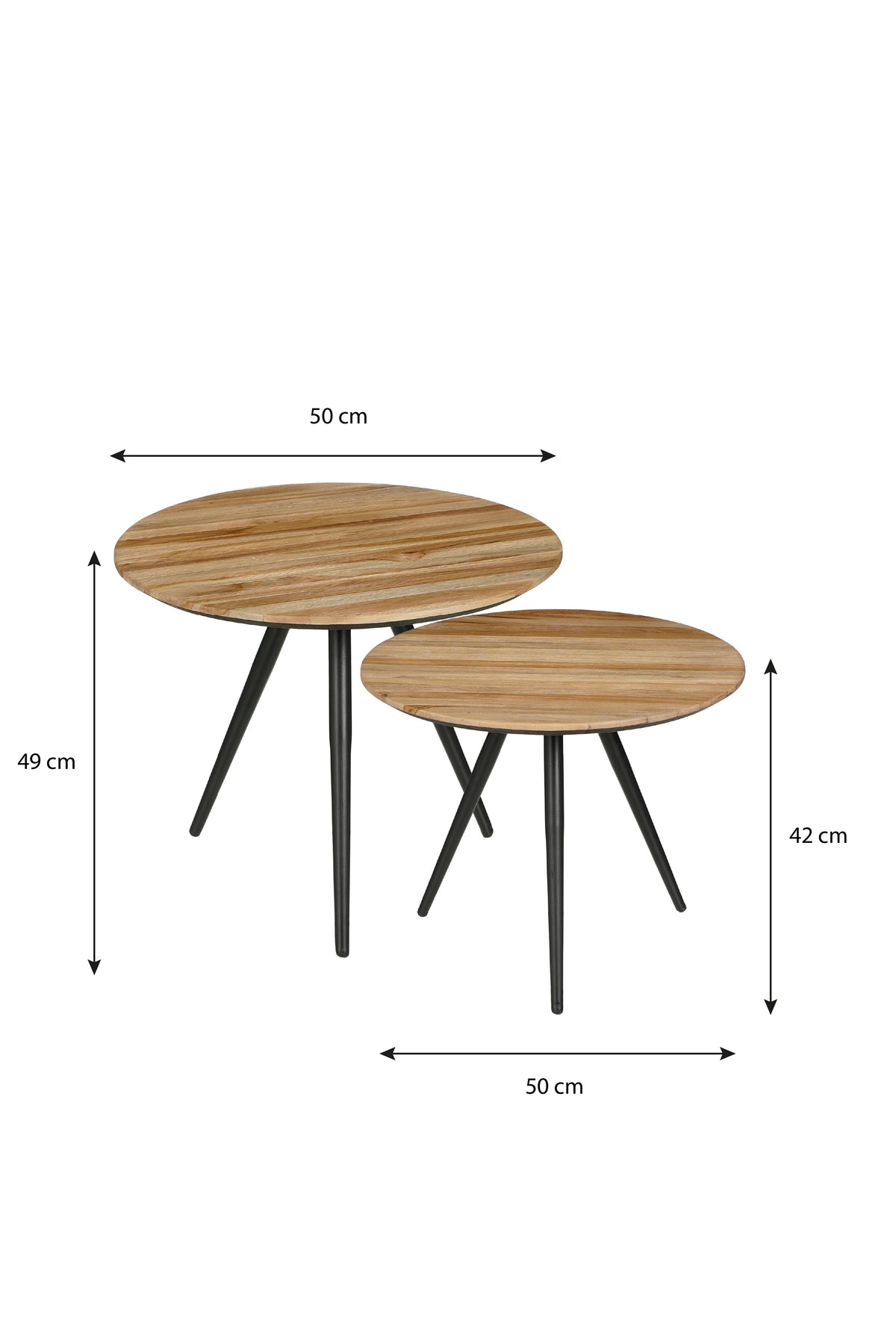 Jailey Side Table Brown Set Of 2 - H49Xd50Cm
