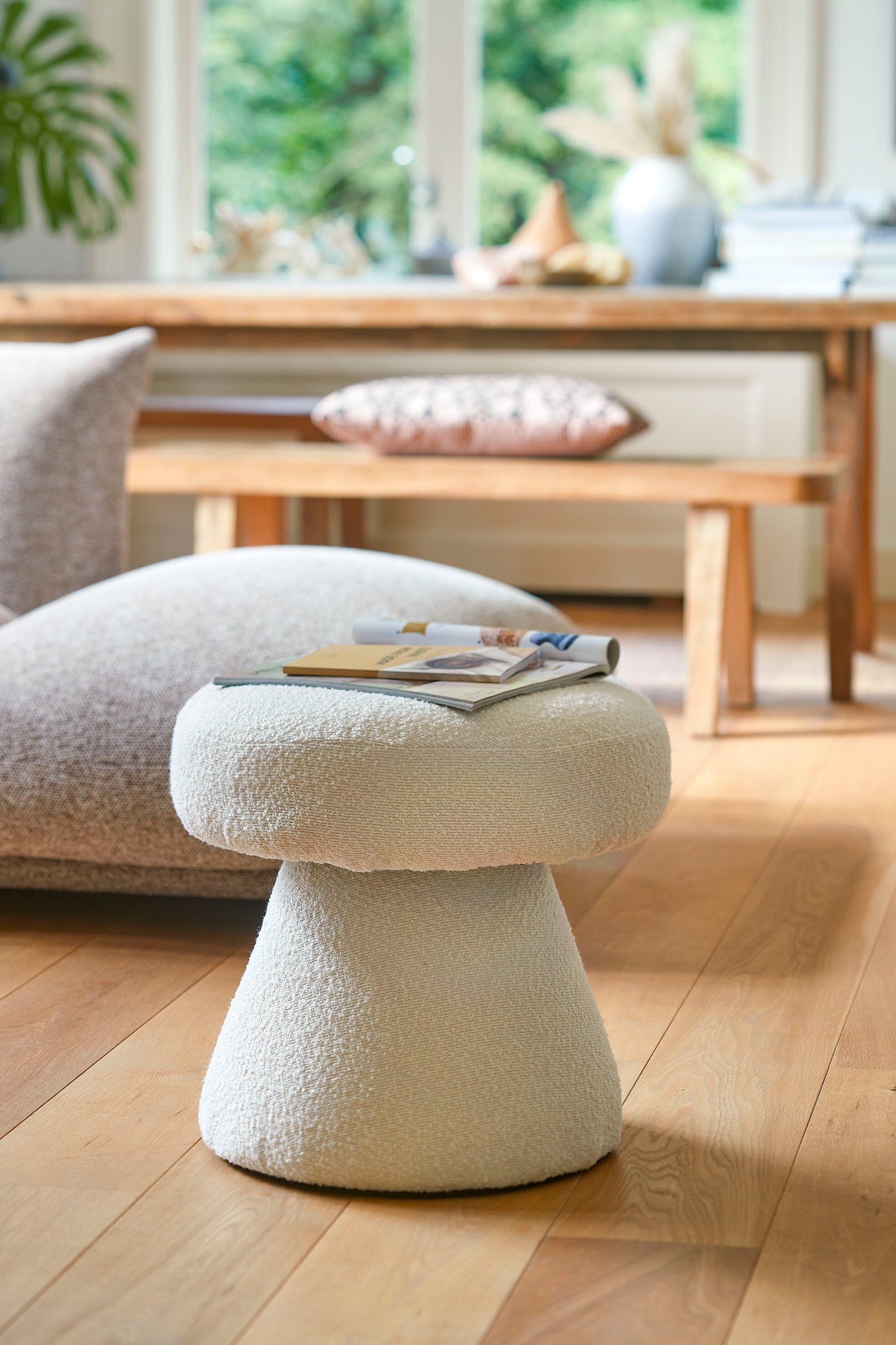 Pouffe Off White - H46Xd49Cm