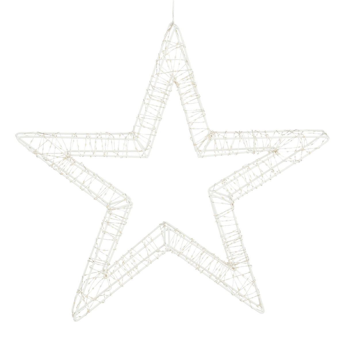 Hanging Star With Warm White Led Lighting - Ø56 Cm - Metal - White