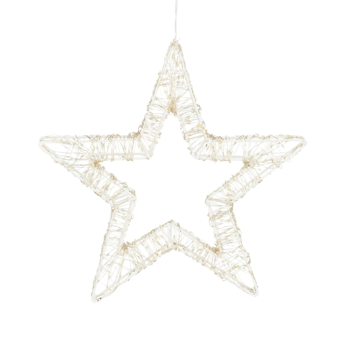 Hanging Star With Warm White Led Lighting - Ø36 Cm - Metal - White