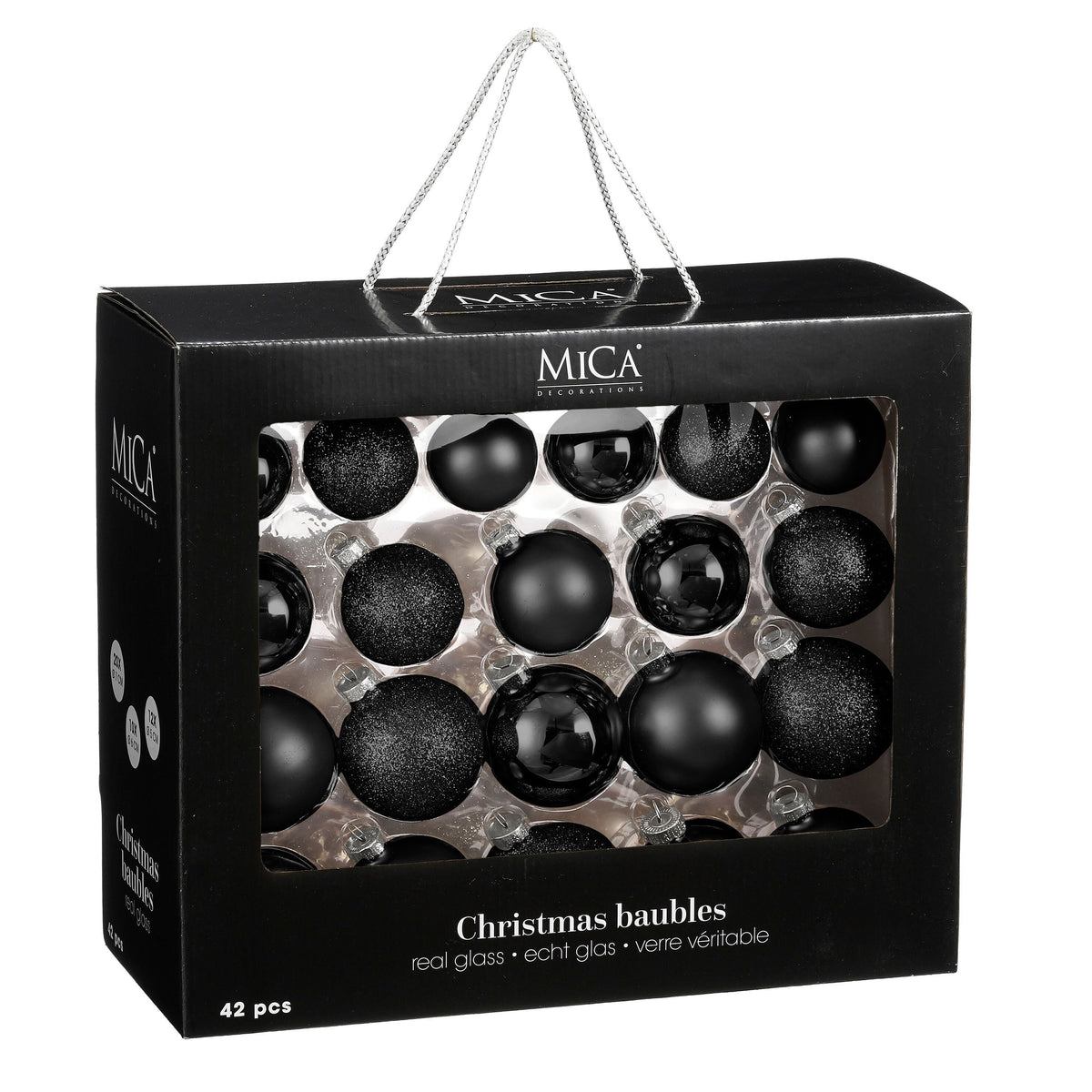 Christmas Baubles Set - 42 Pieces - Ø7 Cm - Black
