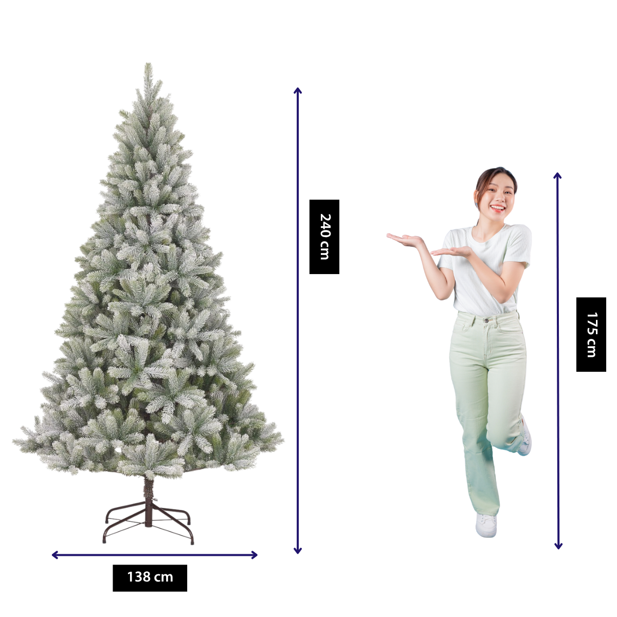 Nagoya X-Mas Tree Green Frosted Tips 2230 - H240Xd138Cm
