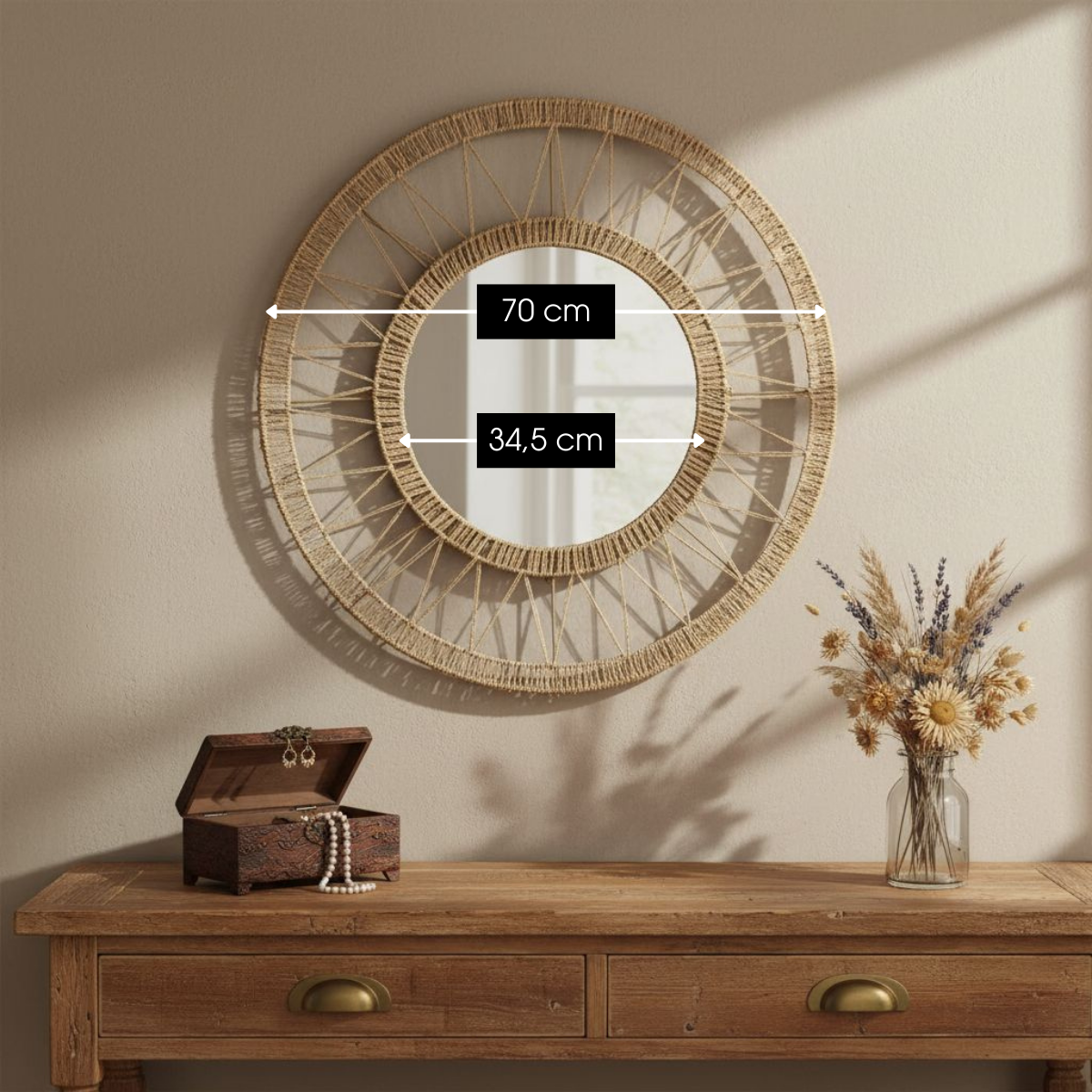 Ludy Spiegel Lichtbruin - H5 X Ø70 Cm
