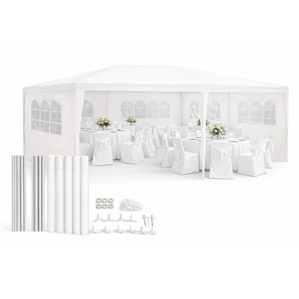 Kinzo Partytent - 6 Zijwanden - 3 X 6 M - Wit