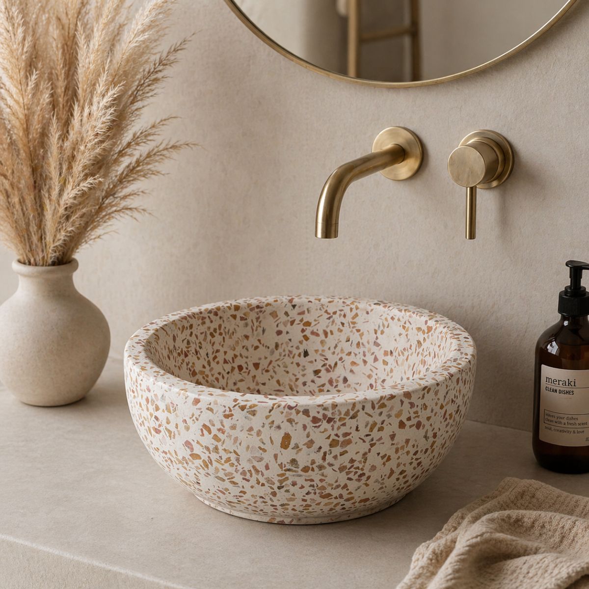 River Waskom - Ø 25 Cm - Terrazzo - Beige
