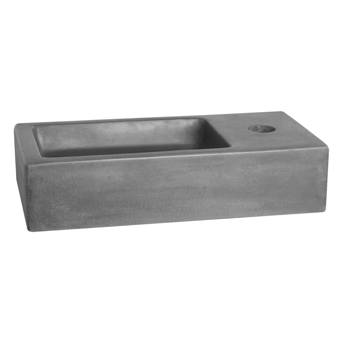 Jukon Fonteinset - Beton Donkergrijs - Kraan Gebogen Mat Zwart - 38.5 X 18.5 X 9 Cm - Met Handdoekrek Zwart