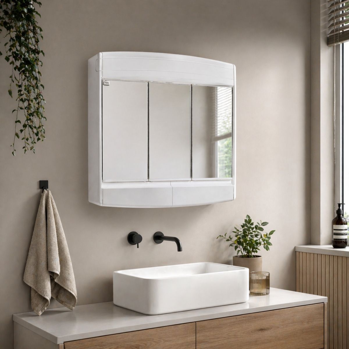 Topas-Eco Spiegelkast - 3-Deurs - Kunststof - 60 X 18 X 53 Cm - Wit