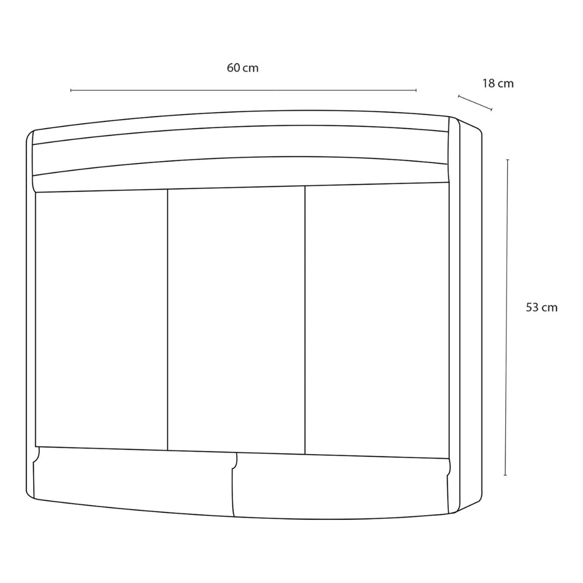 Topas-Eco Spiegelkast - 3-Deurs - Kunststof - 60 X 18 X 53 Cm - Wit