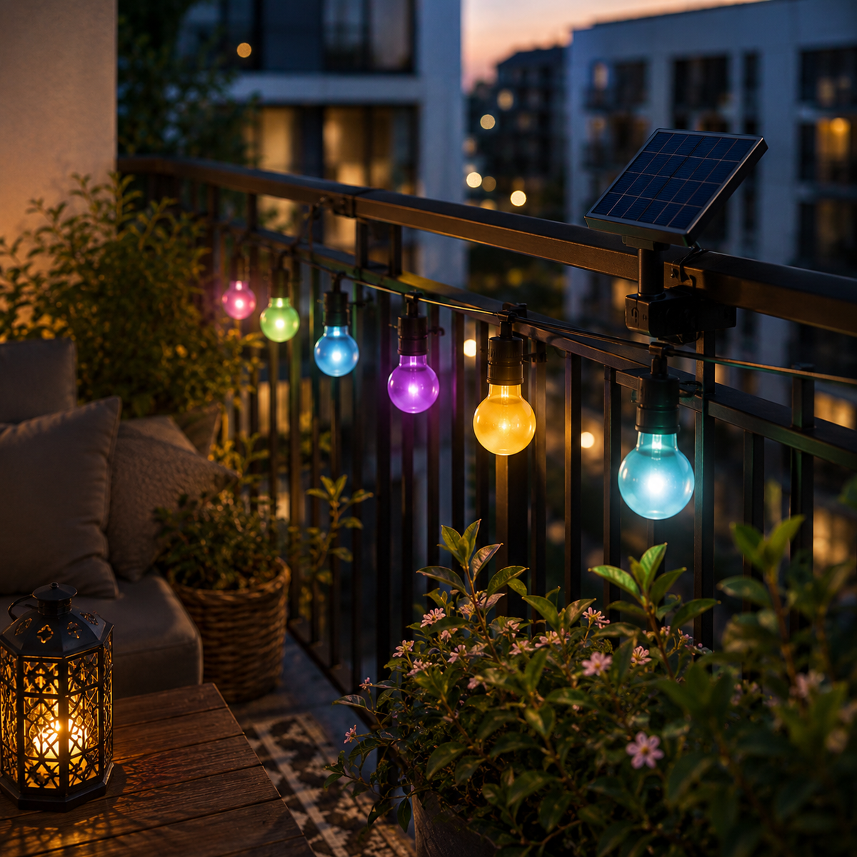 Solar Bulb Chain 10Led Colored