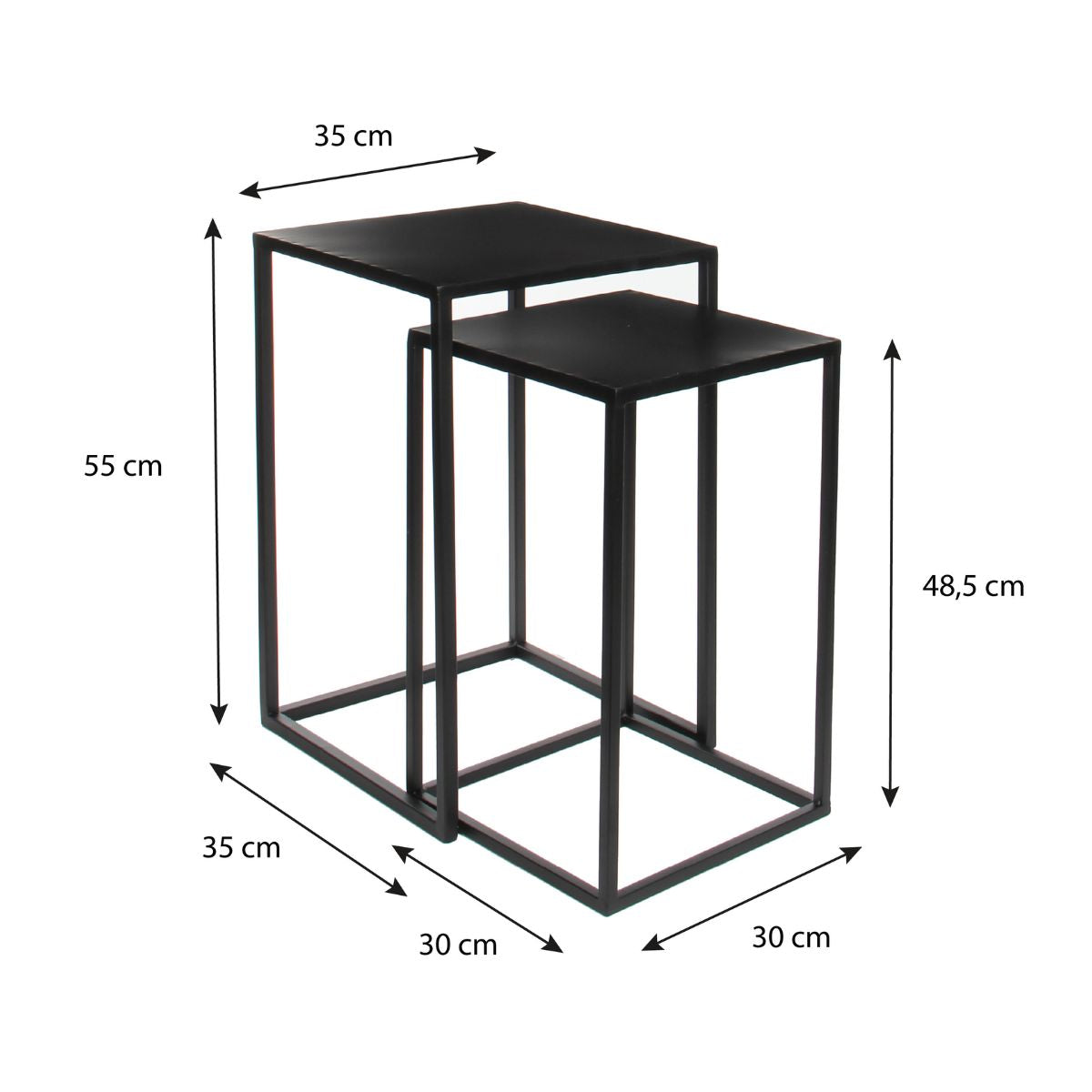 Goa Table Black Set Of 2 - L35Xw35Xh55Cm