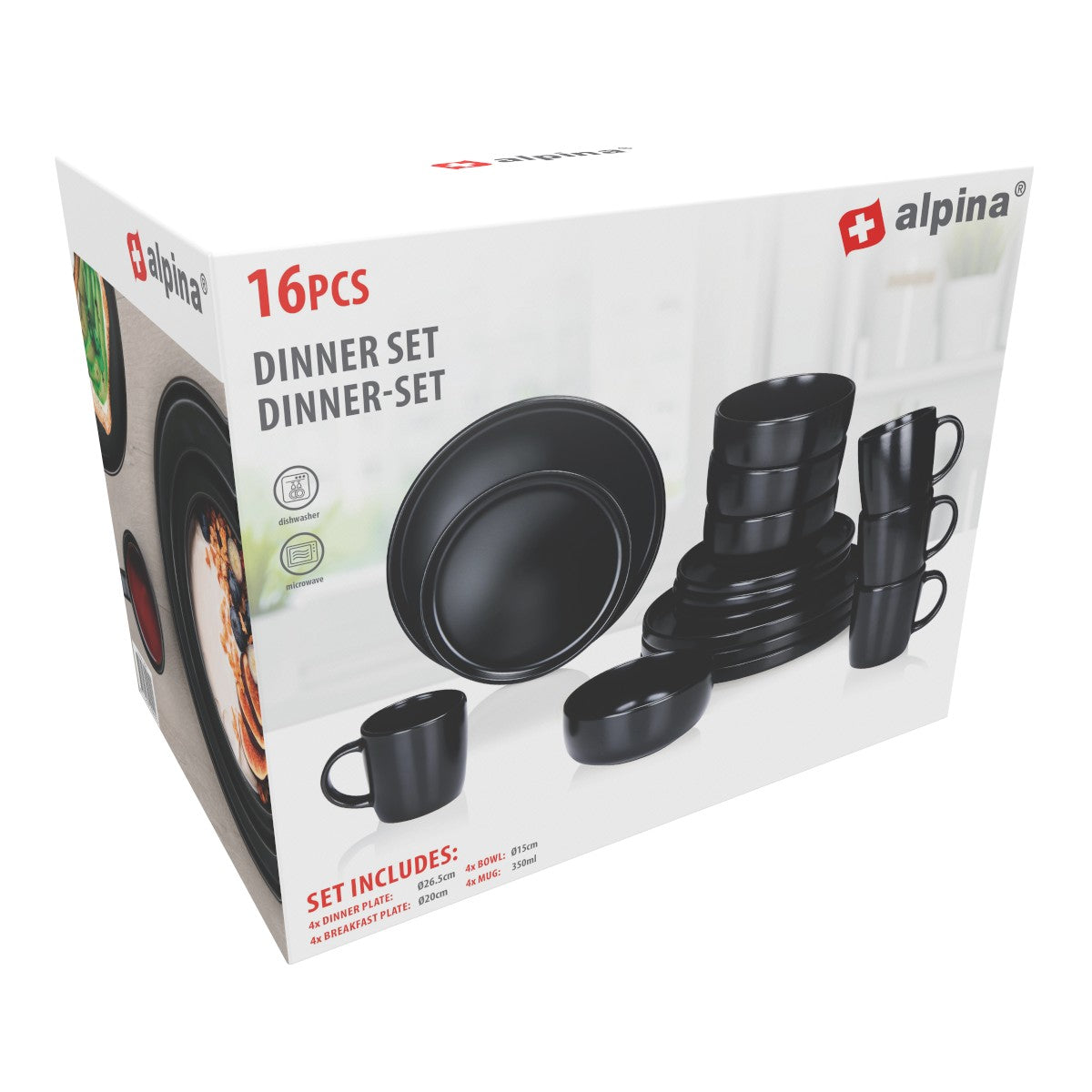 Dinner Set Black 16Pcs
