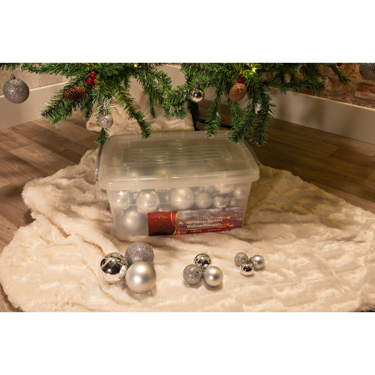Xmas Bauble (70) Ass Silver Pl