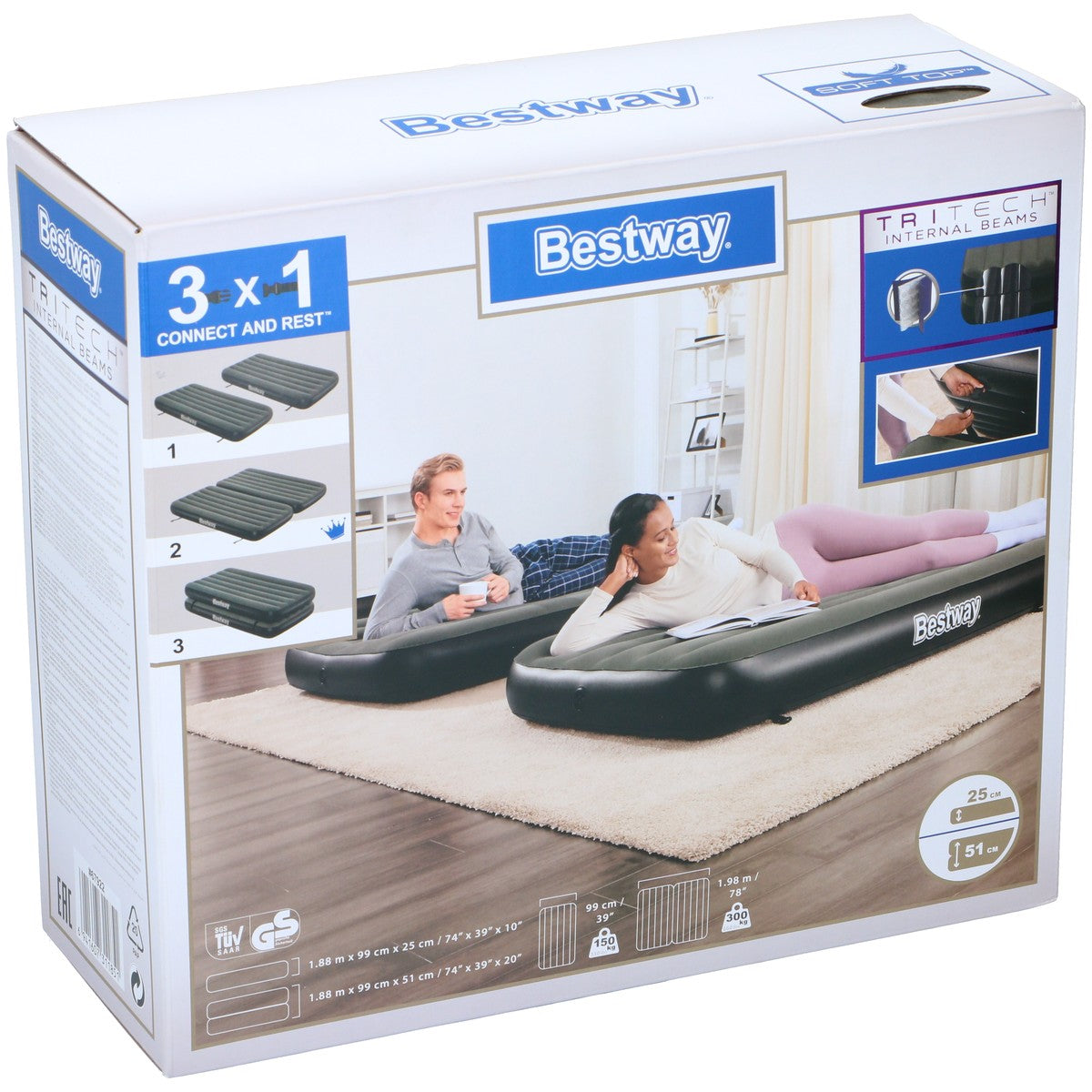 Airbed 3-In-1 Connect 188X99Cm