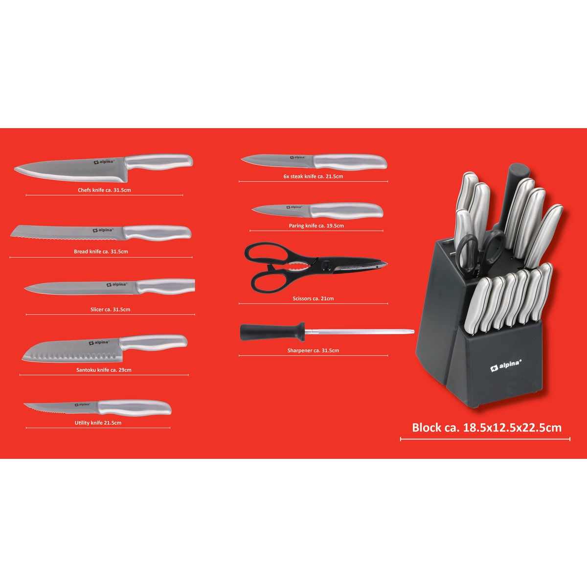Knife 15Pcs With Block
