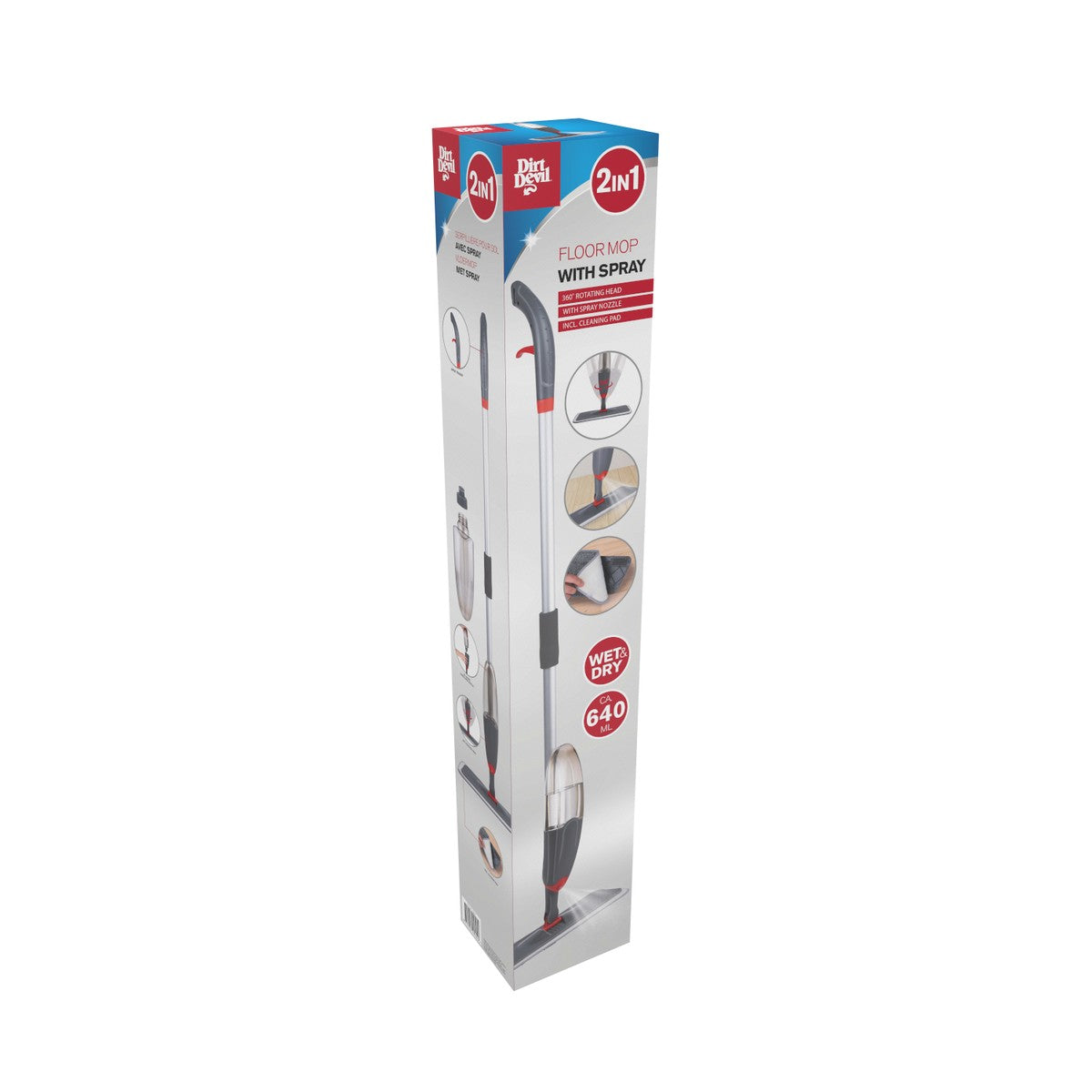Floor Mop W/Spray 3Pc 640Ml