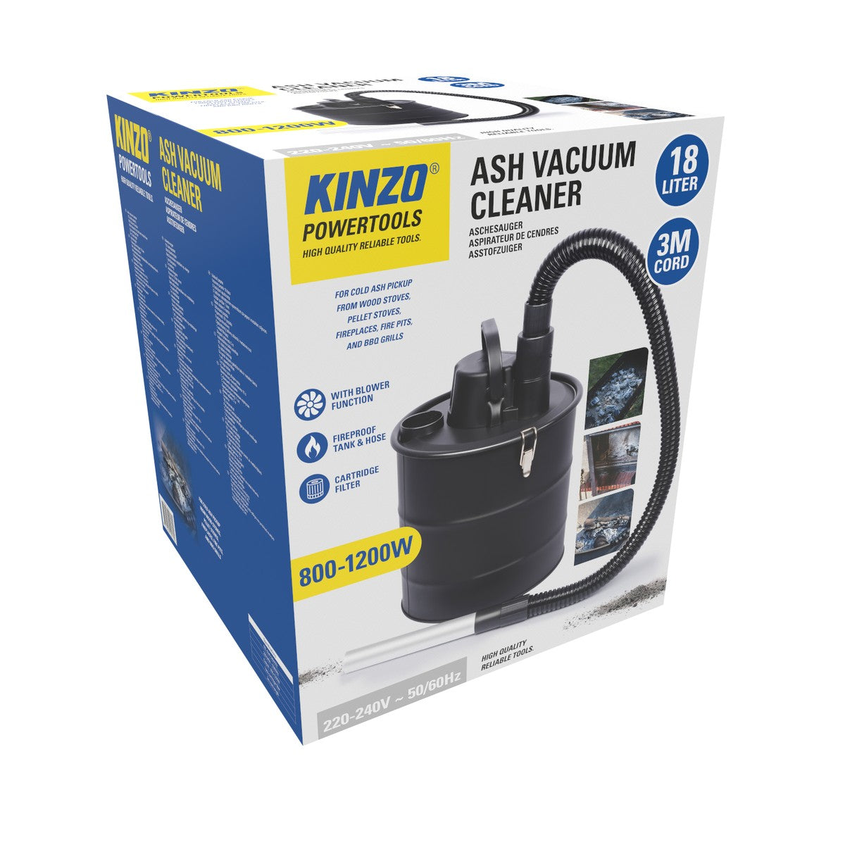 Ash Vacuum Cleaner 800-1200W 18L Hepa