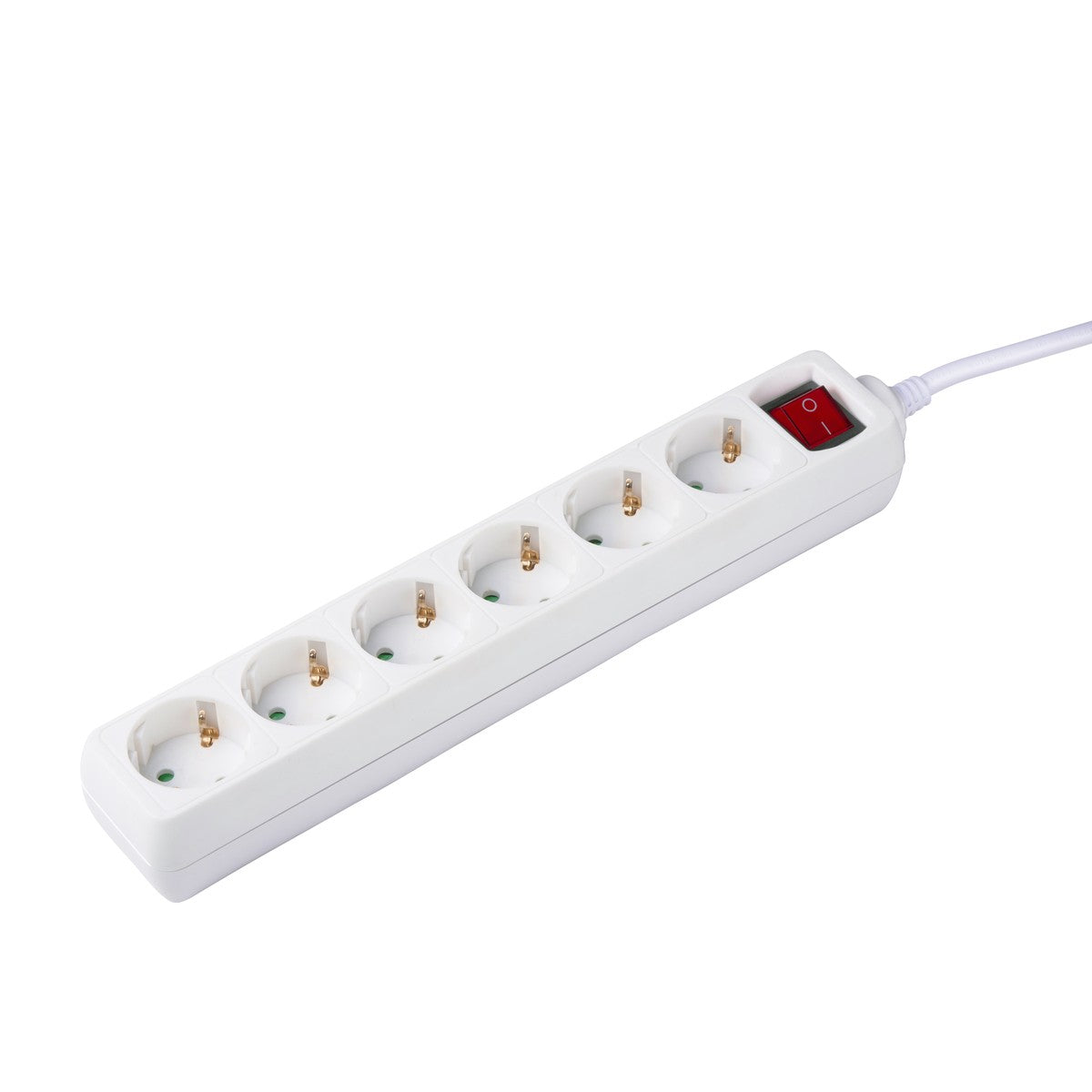 Socket 6 Way With Switch 1.4M Wht