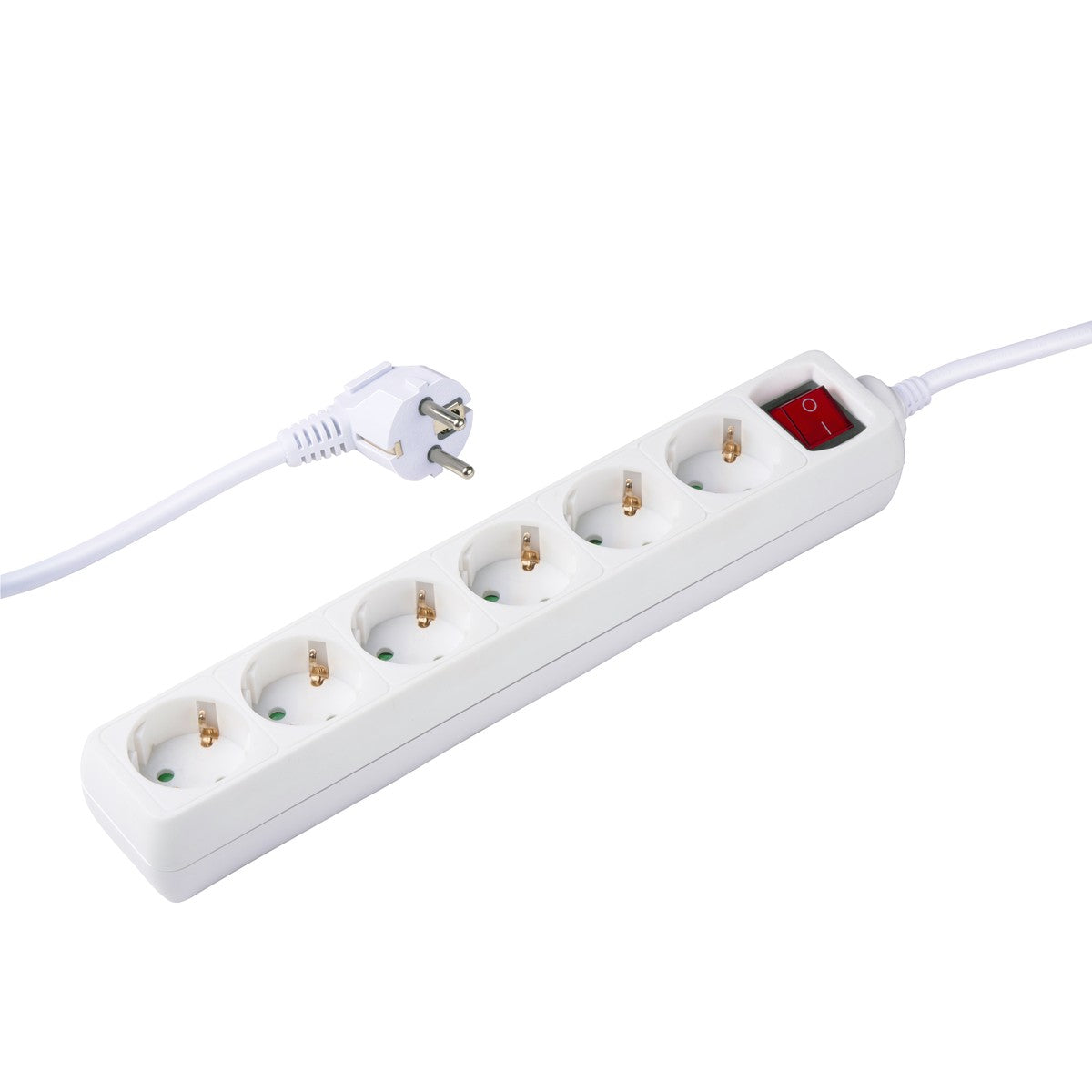 Socket 6 Way With Switch 1.4M Wht