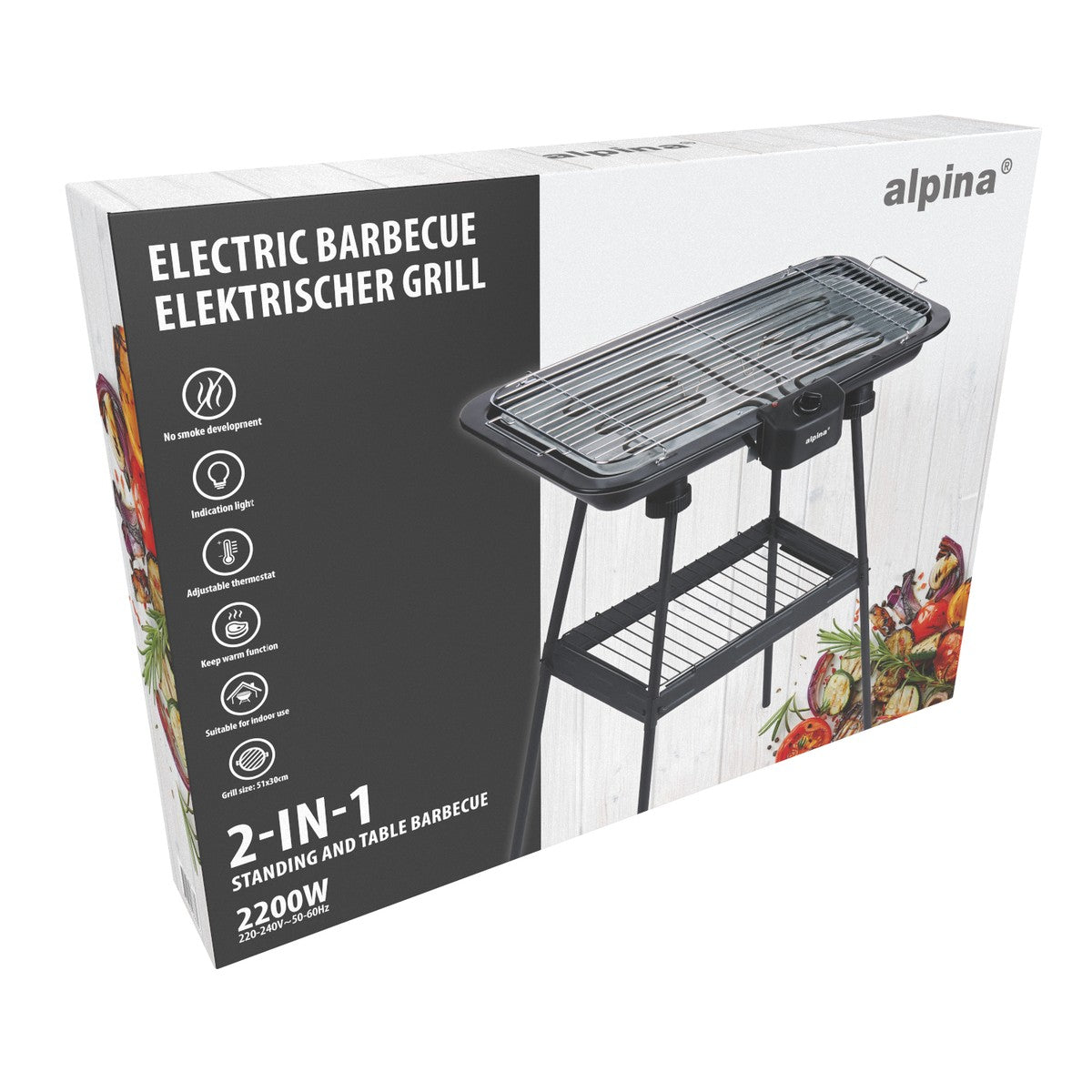 Bbq Electric Stand 2200W 51X30Cm
