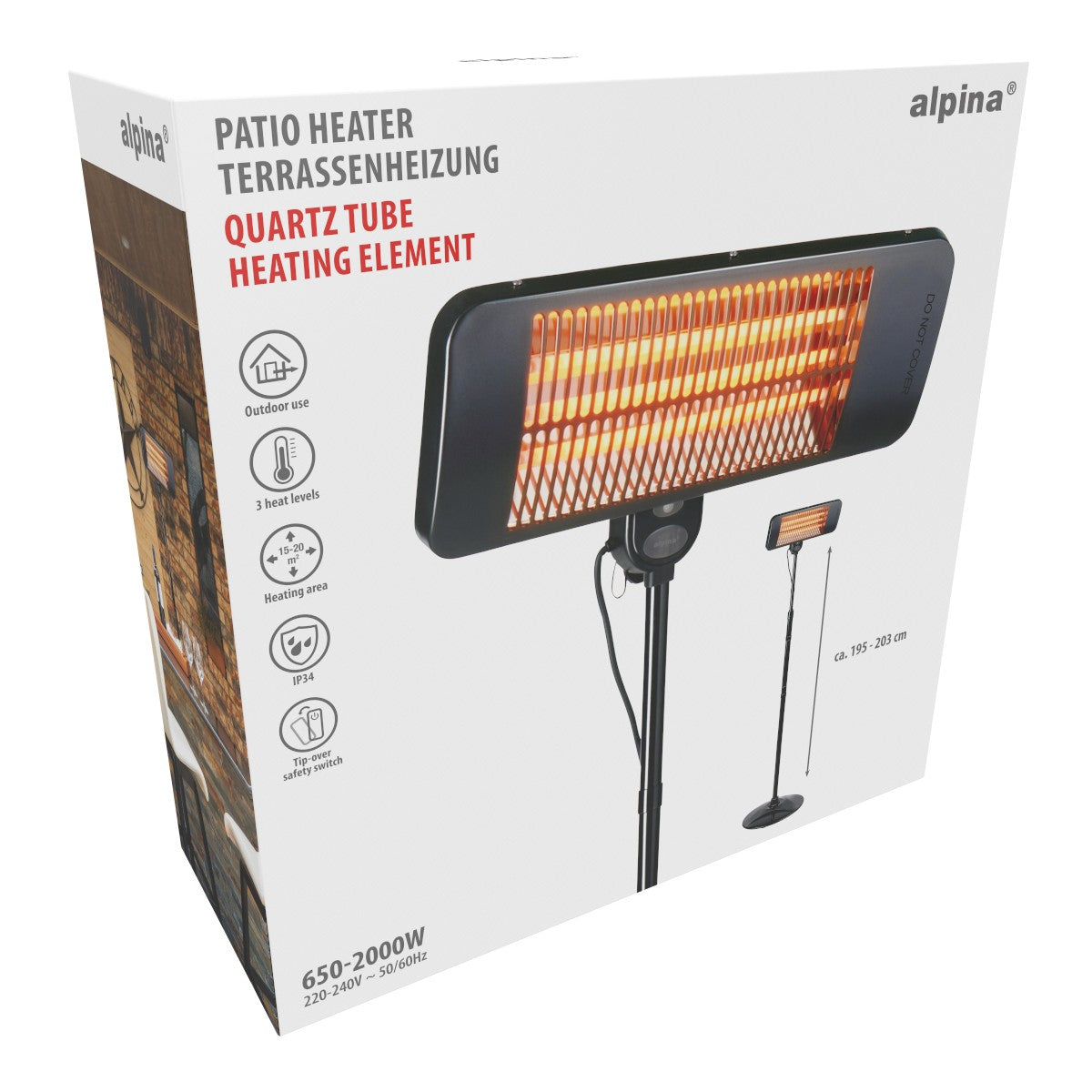 Patio Heater Standing 650-2000