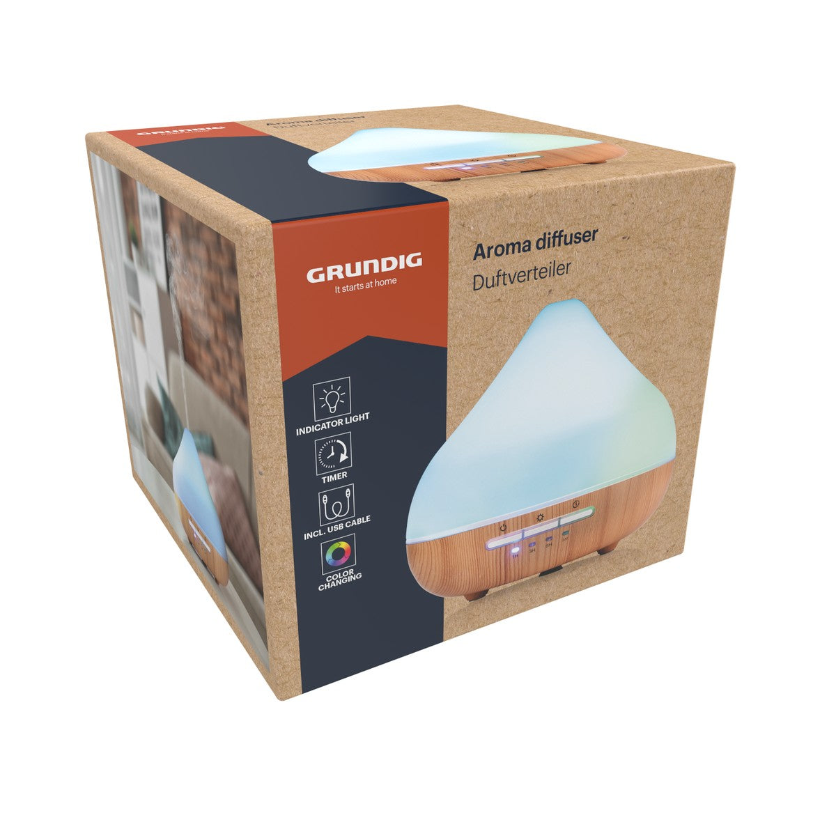 Aroma Diffuser White & Wood With Led Lighting