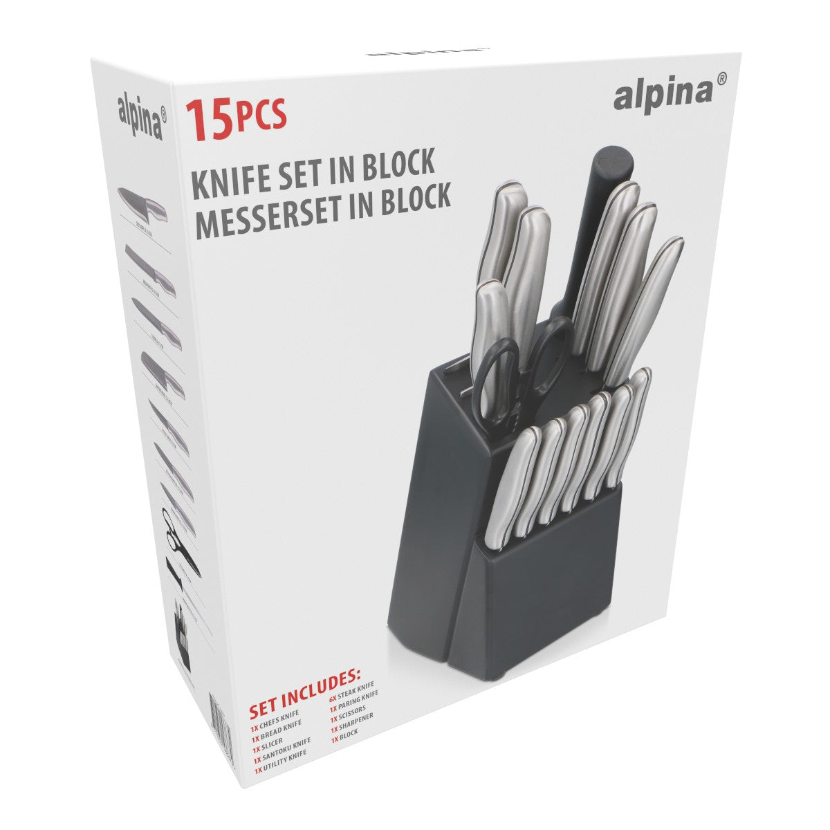 Knife Set With Block 15Pc