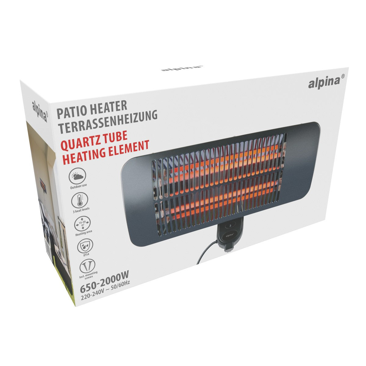 Patio Heater Wall  650-2000W