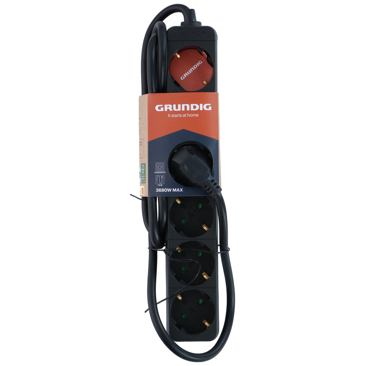 Socket 6Way 3X1.5Mm 1.5M Blk