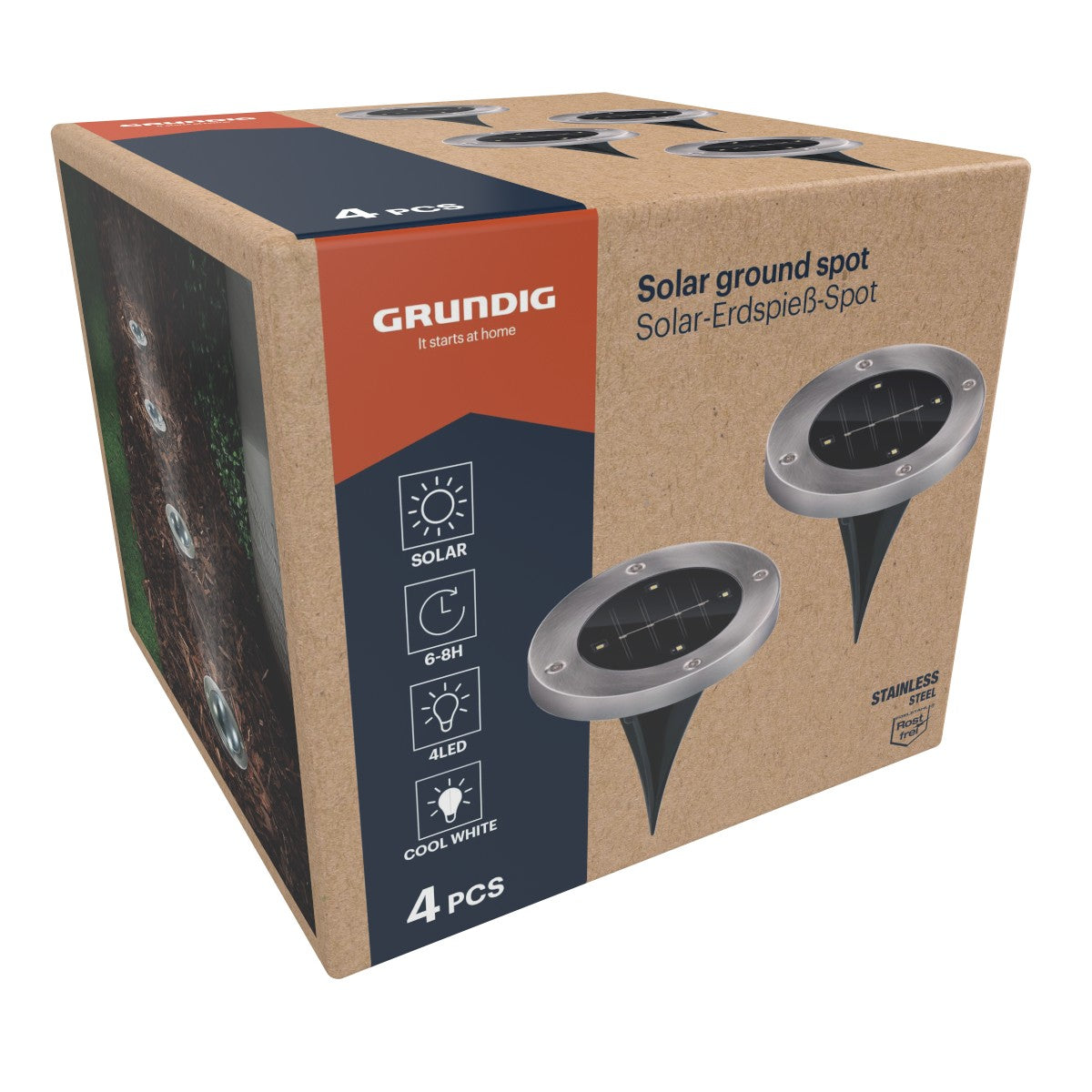 Solar Ground Spot Led 4Pc