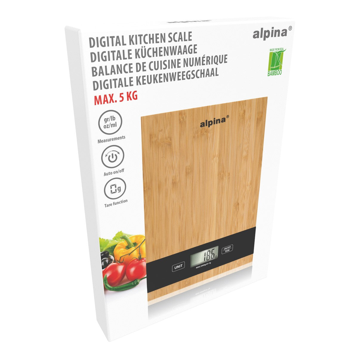 Kitchen Scale 5Kg Bamboo Surface