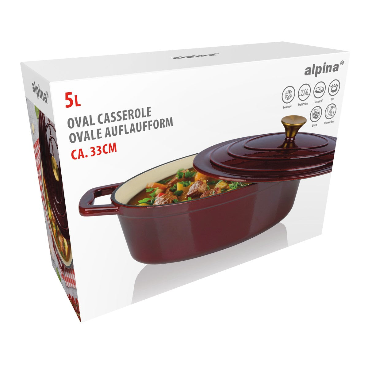 Casserole 33Cm Cast Iron Burgundy