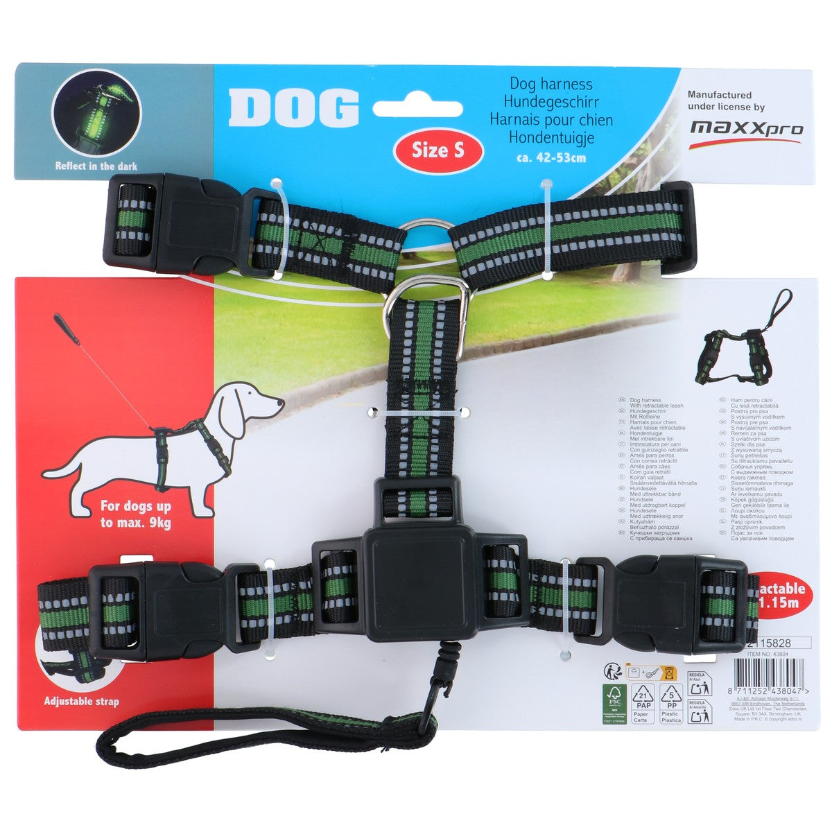 Dog Harness With Retractable Leash Size S