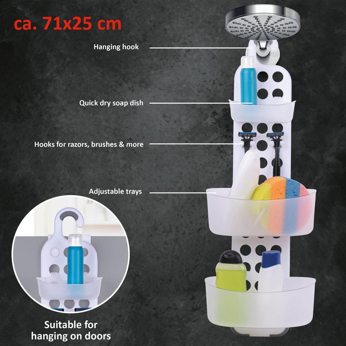 Shower Caddy Adj. 71X25Cm