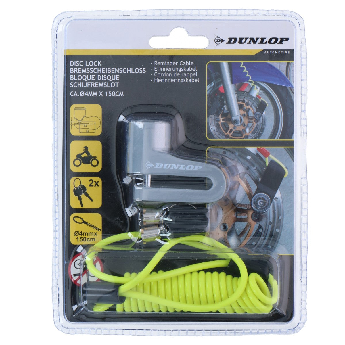 Dunlop Remschijfslot Met Herinneringskabel