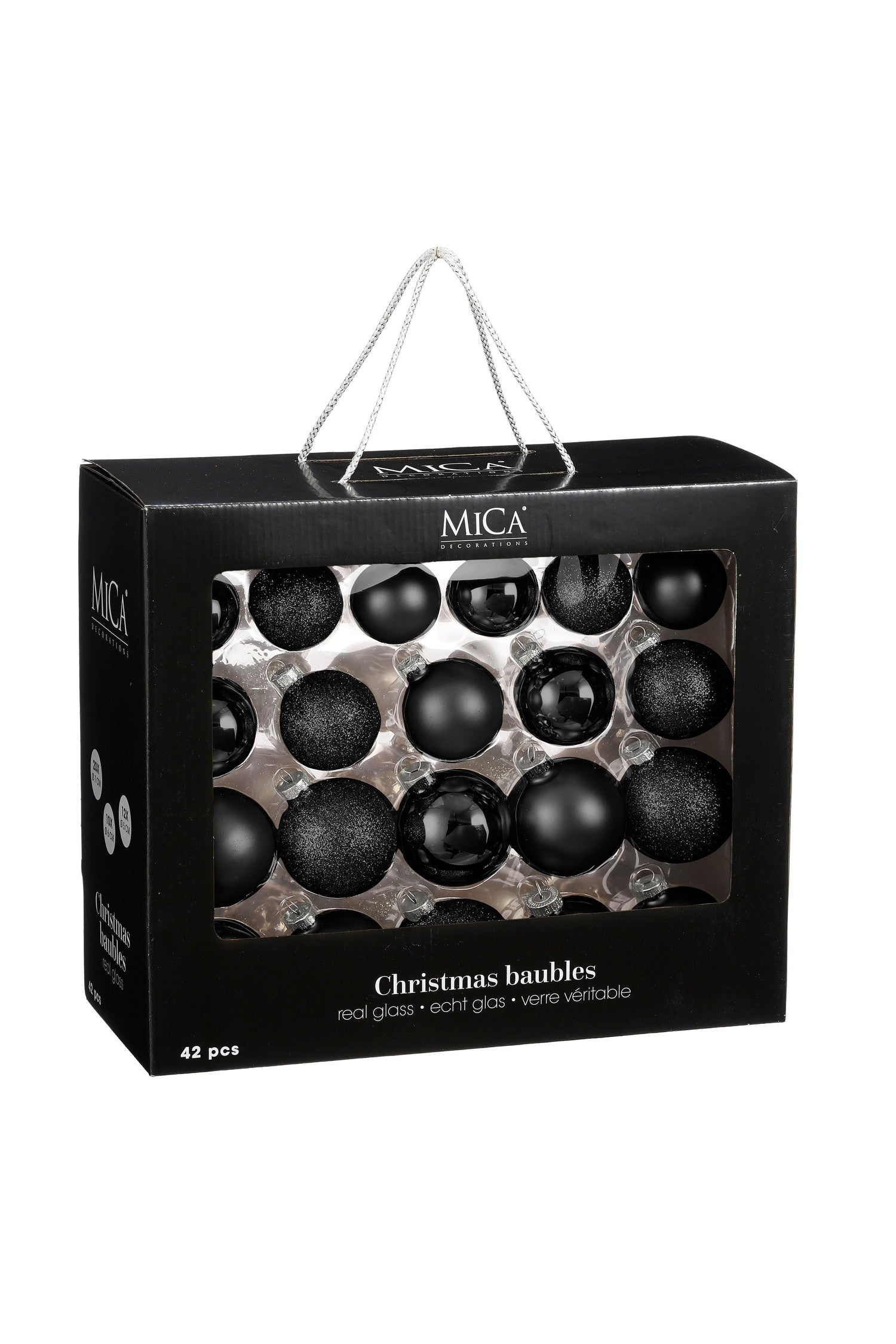 Christmas Baubles Set - 42 Pieces - Ø7 Cm - Black