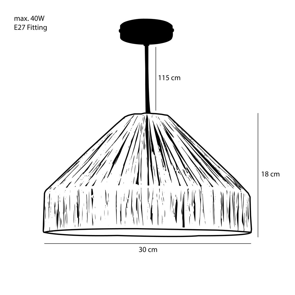 Elisa Ceiling Lamp L. Brown 40W-E27 - H18Xd30Cm