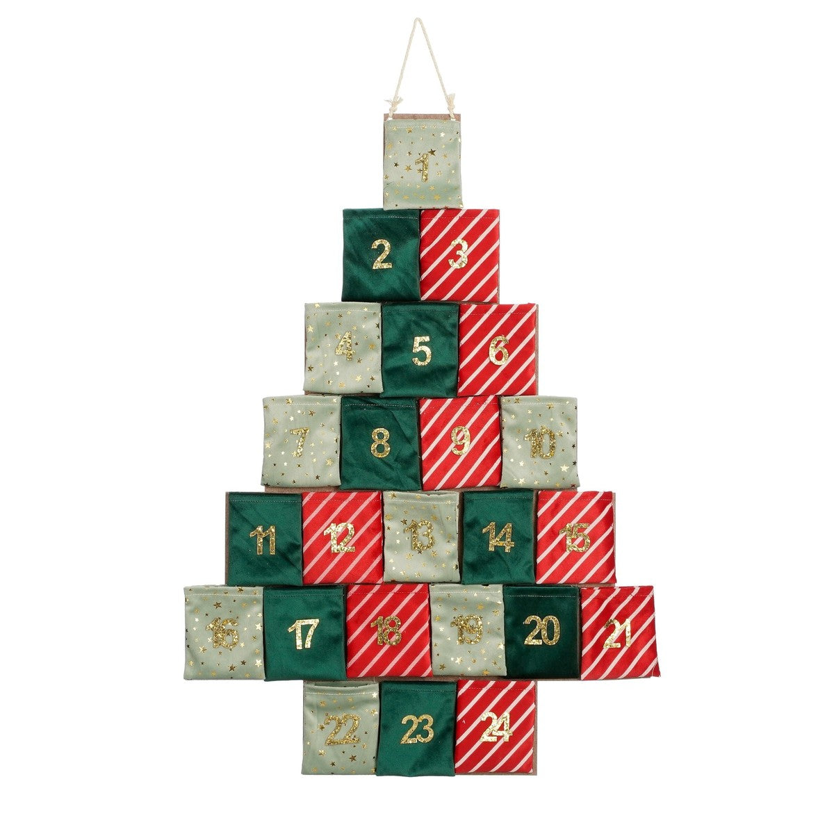 Advent Calendar - L72 X W1 X H51 Cm - Felt - Green, Red