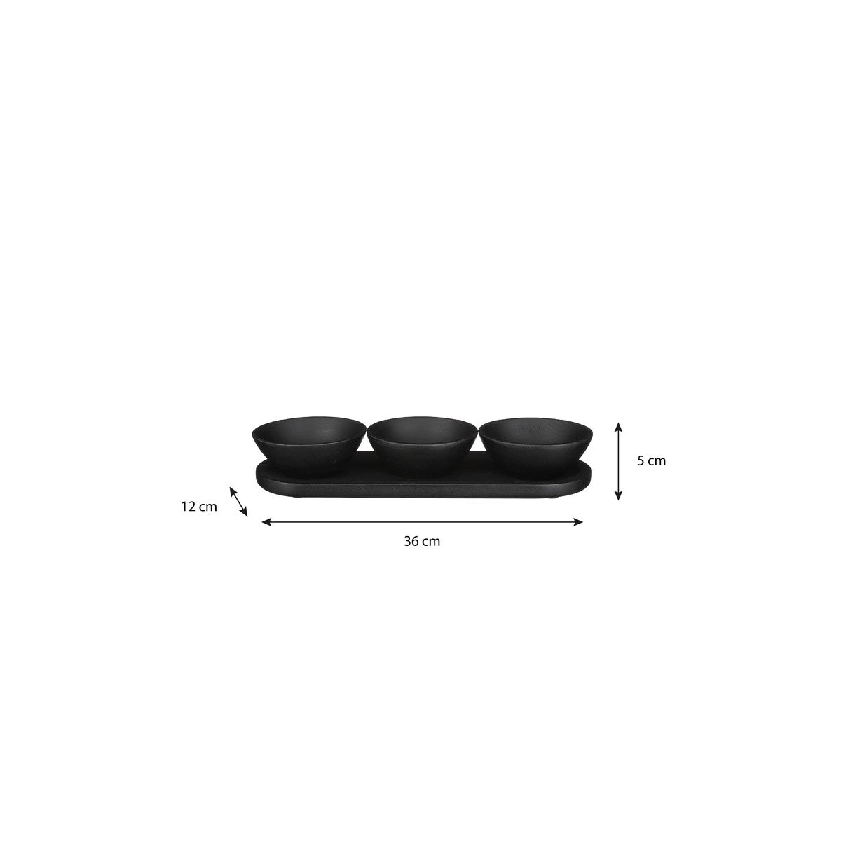 Tomar Bowl On Tray Black 4 Pieces Fsc 100% - L36Xw12Xh5Cm